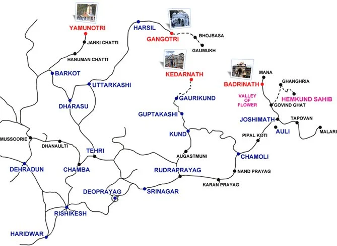 chardham yatra route map