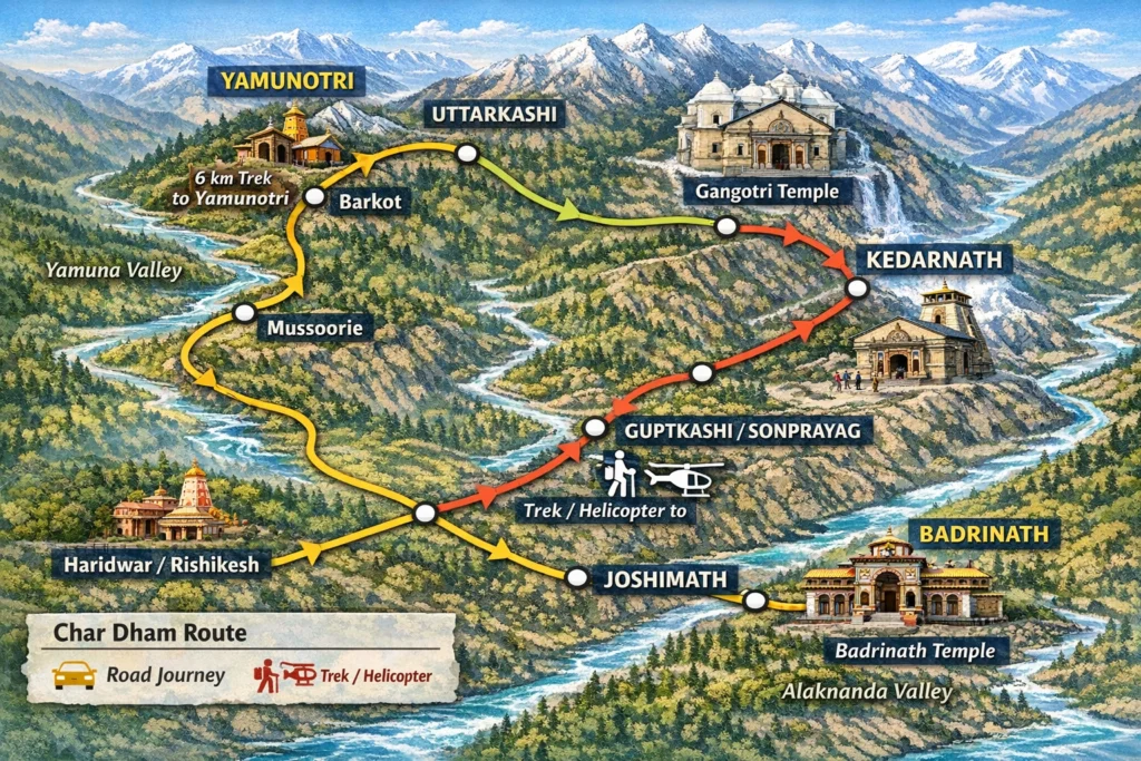 Chardham Yatra Route Map